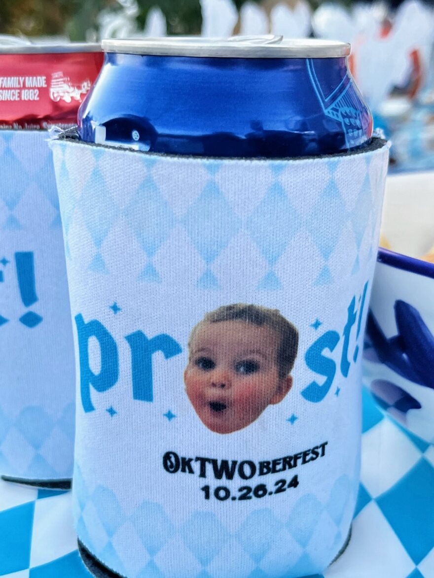 Oktwoberfest Prost birthday can koozies